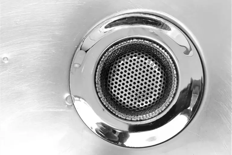 A chrome sink drain