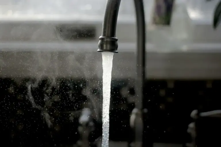 Water running from a faucet